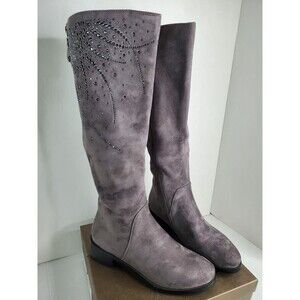 Azura Fashion Aishaberry Boots Gray Rhinestone Embellished Shoes Size 8.5M